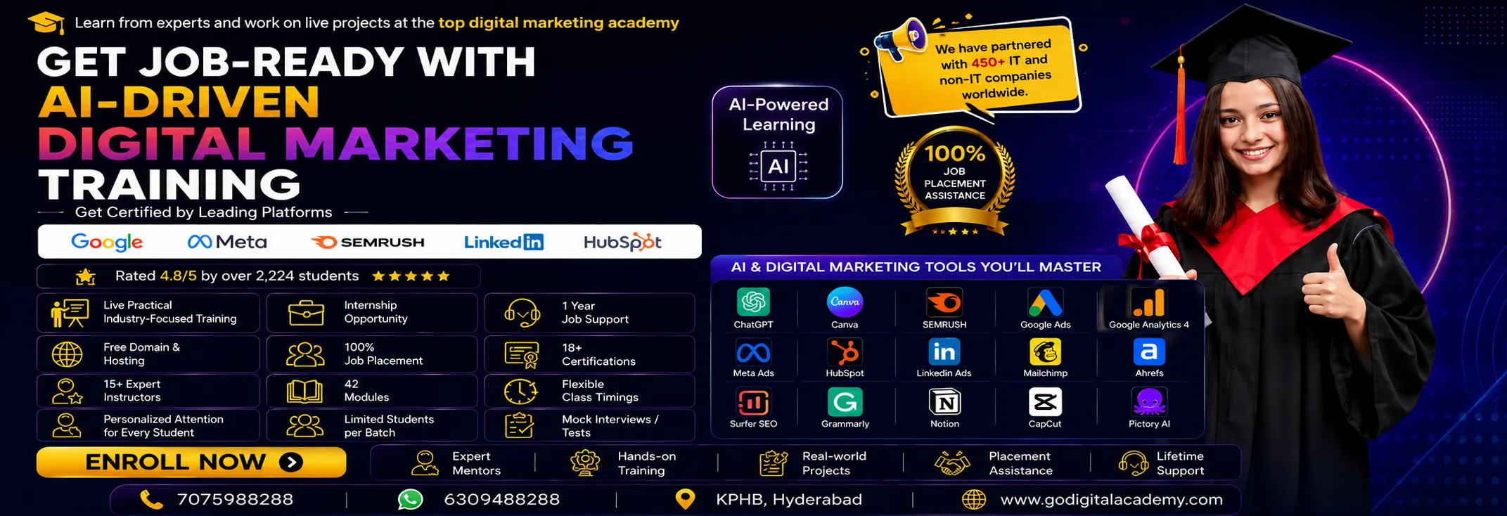 AI-driven digital marketing training with 100% job placement assistance at GoDigital Academy